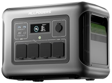 ALLPOWERS Centrale Elettrica Portatile R1500 LITE, 1056Wh Generatore Solare LiFePO4 con 4 * 1600W Uscite AC, UPS Alimentazione Elettrica 35dB per Emergenza Campeggio RV Uso Domestico, 0-80% in 40 Min