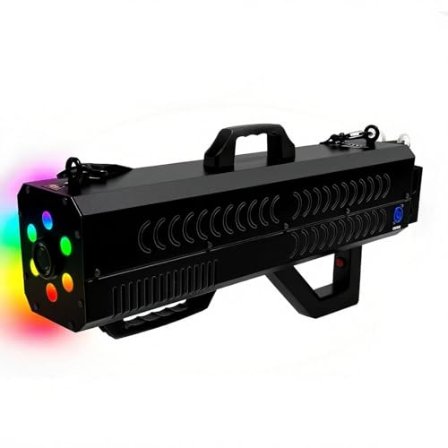 Nouveau Canon à Fumée 1500W avec LED 7 Couleurs & Affichage Numérique | Débit de Brume Réglable | Utilisation Continue 30Min | Chauffage Rapide | Design Portable | Effets d'Ambiance Instantanés Black