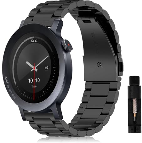 SumRioo Armband kompatibelt med CMF by Nothing Watch 3 Pro/Pro 2/Pro, rostfritt stål 22 mm metallarmband justerbart ersättningsarmband för kvinnor och män, svart