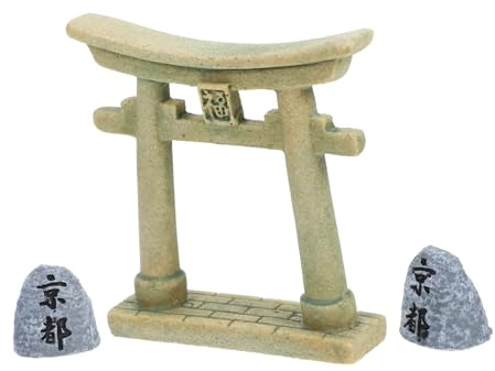 BAZEITFLOW Decorazione Mini Cancello Torii in Resina per Acquario e Mini Paesaggi, Statuette in Miniatura in Stile Giapponese, Accessorio Versatile per Casa delle Bambole, Set da 2 Pezzi