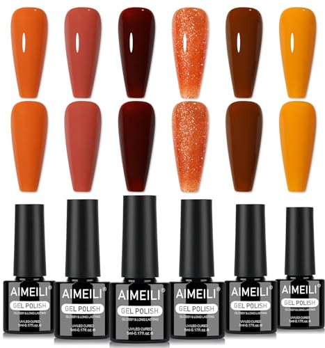 AIMEILI Gel nagellack set 6 st, grymhetsfri, vegan, blötlägg av UV LED gelnagellack nagelkonst manikyrsalong gör-det-själv för kvinnor – kit 101