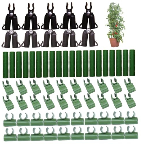 Conectores de estaca de 70 Piezas/Set de jardín Clips de Enrejado de plástico Ajustables 11 mm 5 Estilos para Accesorios de Invernadero de jardinería Conectores de estaca