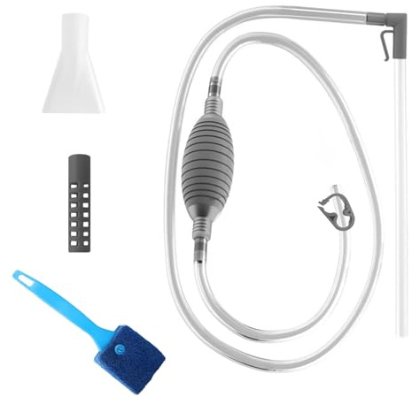 Aquarium Reinigungsset Aquarium Wasserwechsel Aquariumbodensauger AquariumSauger Handpumpe mit Reinigungs-Scheuerschwamm/-Bürste für AquariumWasserwechsel und Filter Sandreinigung