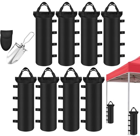 Lot de 4 Sac Lestage Tonnelle 50 x 15 cm, Oxford 800D Lestage Tonnelle, Pelle comprise, pour pavillon, Sacs de Sable pour lestages Jardin tentes de Plage - Noir