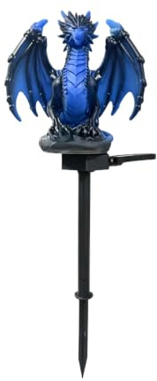 Generisch Fantasie Eisdrache Gartenleuchte zum Einstecken, Drachen Figur Landschaftslampe, witterungsbeständige Außendekoration für Hof, Garten Wege und Rasen, passend für Herbst und Halloween