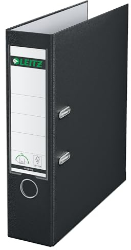 Leitz Raccoglitore con Meccanismo a Leva 180° in Plastica, Formato Commerciale Dorso 8.2 cm, Nero, 10105095
