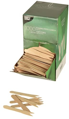 PAPSTAR 1 Karton = 6x1000 Pommes-Frites-Gabeln, Holz 8,5 cm 18201