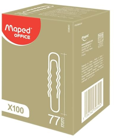Maped Trombone ondulé en acier nickelé 77 mm Bte de 100