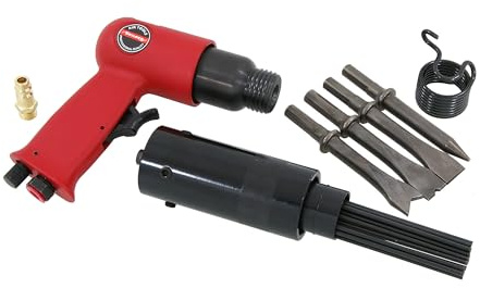 Neilsen CT0676 1/4in Air Hammer Descaler Needle Gun Tool Kit - Professional-Grade Heavy-Duty 150mm Air Hammer with 4 x 120mm Chisels