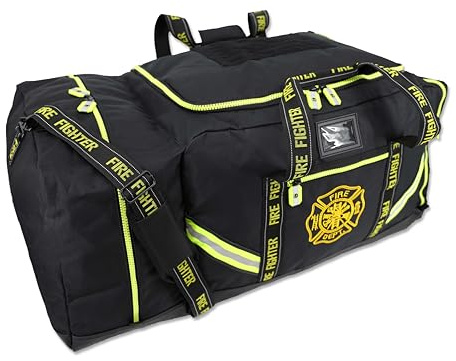 Lightning X Products Fireman Premium 3XL Firefighter Rescue Step-In Turnout Fire Gear Bag With Shoulder Strap & Helmet Pocket (Black)