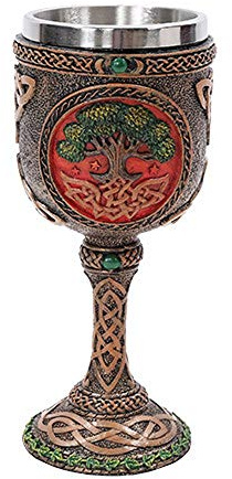 Pacific Trading Tree of Life Wine Goblet Made of Polyresin with Stainless Steel Rim