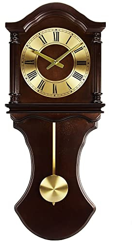 Bedford Clock Collection BED1712 - Reloj de Pared con péndulo y campanillas, Madera de Chocolate
