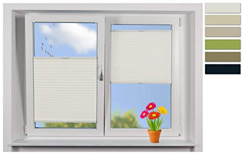 EFIXS Plissee -PRIVAT- auf Maß, Stoff: weiß, Breiten von 50-120cm, Hier: Breite bis 60cm, Höhe bis 100cm, Montage: Festschrauben im Glasfalz, Wärmeschutzbeschichtung außen