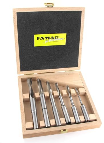 Langlochfräsbohrer Satz 6-teilig Ø 6, 8, 10, 12, 14, 16 mm; Schaftdurchmesser 13mm; im Holzkasten