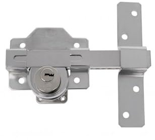 Amig - Cerrojo de Sobreponer con Cilindro Redondo Interior y Exterior Mod. 4-88 x 153 mm - Cerradura de Seguridad con Llave - Incluye 5 Llaves de Punto - Acero Plateado