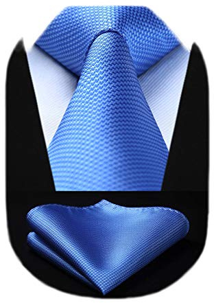 HISDERN Krawatten für Herren Hochzeit Krawatte mit Einstecktuch Klassisch Plaid Hahnentritt Business Krawatten & Taschentuch Set
