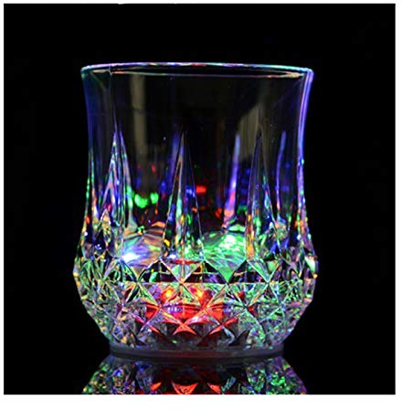 AHBLQD Flash Light Up Cups,[2 PCS] Automatic Water Activated LED Glowing Wine Glasses Liquid Activated Multicolor LED Glasses
