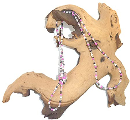 SSH-Design - lange Kette - Knotenkette - grau, weiß, kristall & pink -