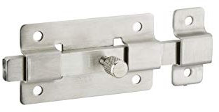 THIRARD - Targette Pêne Plat - Inox - Corps Inox Cambré - Gâche Inox Cambré - Bouton Inox Décolleté - Pêne Rond Coulissant - Système de Fermeture Efficace - 75 mm - Gris