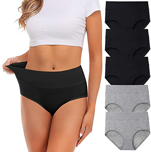UMMISS Women Panties 5 Pack, Soft Cotton Comfortable Underwear Mid Waist Breathable Solid Color Briefs Panties for Women -Multi -M