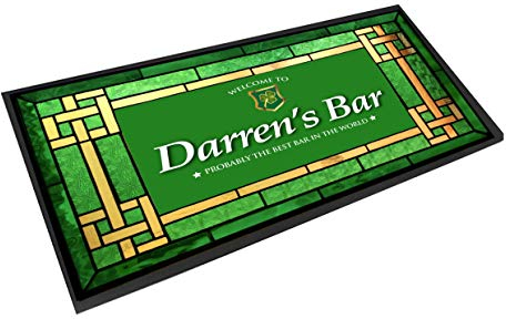 Alfombra de bar irlandesa personalizada con vidriera y alfombrilla para cócteles