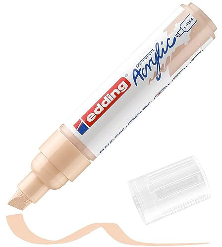 edding 5000 Acrylmarker breit - beige - 1 Acrylstift wasserfest - breite Keilspitze 5-10 mm - Acryl Farben zum Malen auf Leinwand, Malpapier und Holz - Acrylstifte für Steine
