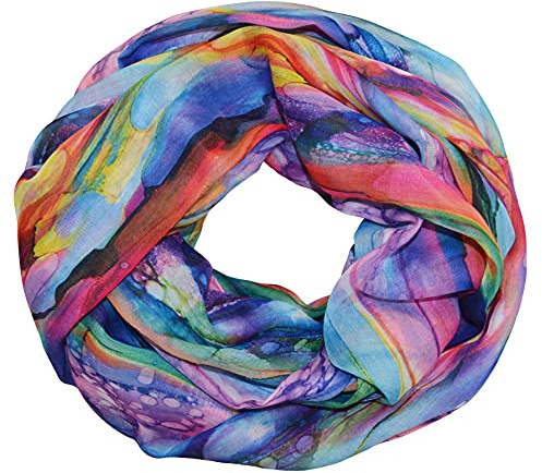 thb Richter Schlauchschal Loopschal Rundschal Halsschal Tücher Buntfarben Farbig weich seidig Leicht Frühling Sommer Herbst Kunst Malerei Farbenfreudig (Farben-22#)