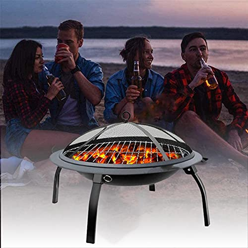 BDXZJ Braciere Multifunzionale, Braciere per Legna da Esterno, Braciere in Ferro Rotondo con Copertura per Parascintille per Giardino sul Retro, Patio, Riscaldamento del Falò, Barbecue