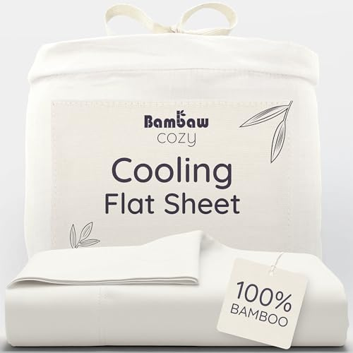 Bambaw Bambulakan i king size, 270 x 290 cm, hotellkollektion, svala lakan för sängar, allergivänligt, mjuk filt, elfenbensfärgat