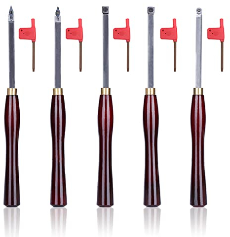 RANRANHOME Drechselwerkzeuge Drechseleisen HSS Drehmeißel Mit Wendeplatten,5Pcs Drechselzubehör Drehmeissel,Mini-Lathe Drehmeissel Drehstahl Abstechstahl Drehbank Zubehör Holzbearbeitungswerkzeuge