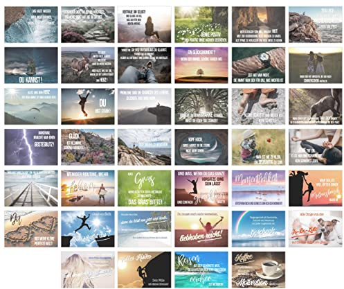 Edition Seidel Set de 40 tarjetas postales de vida y momentos con refranes – Tarjetas con texto – Regalo – idea decorativa, motivación, tarjetas de cumpleaños con imagen divertida tarjeta postal