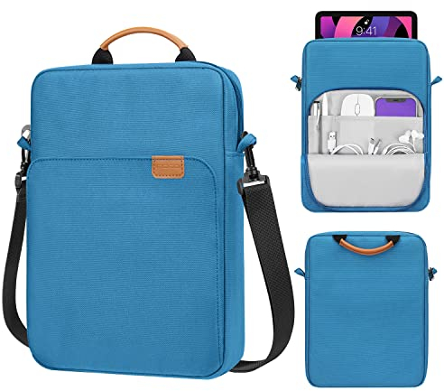 MoKo 9-11'' Custodia Portatile con Manico con iPad 10a/Air 5 10.9 2022, iPad 9a 8a 7a Gen 10.2, iPad PRO 11 M2 2022-2018, iPad Air 4 10.9, Galaxy Tab S9/S8/A8/A7 2022, Blu Pavone