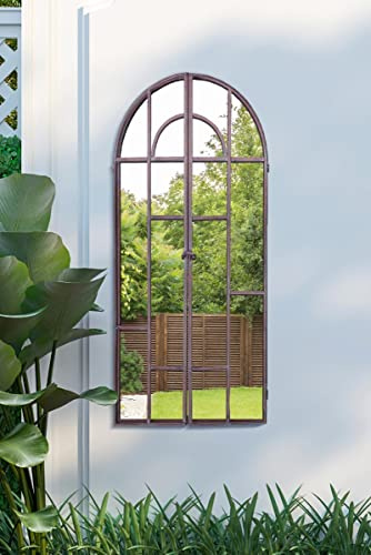 MirrorOutlet Grande fenêtre de Jardin Rustique en métal avec Ouverture de Miroir 100 x 50 cm