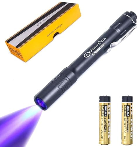 LIGHTFE Blacklight 365nm UV Flashlight with High Power Output, Pure Beam for UV Glue Curing Light, Rock and Mineral Fluorescent Glowing, Pet Urine Detector Light, AC Leak Detector … (D11D)