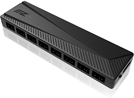 EZDIY-FAB ARGB PWM Lüfter Hub für PC Gehäuselüfter,8 PWM Anschlüsse+8 ARGB Anschlüsse,12V RGB/5V ARGB Motherboard Sync,PWM Funktionslüfter Adapter,Zwei Beleuchtungssysteme,Einfaches Kabelmanagement