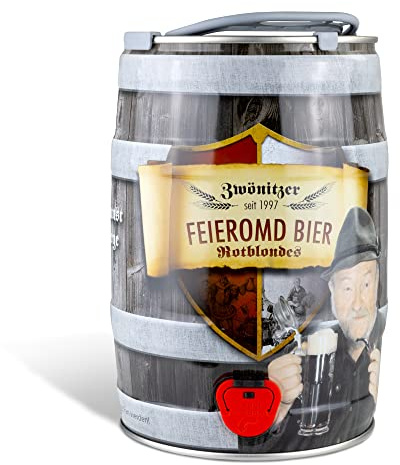 Brauerei Zwönitz Feieromd Bier im 5 Liter Bierfass - dunkles Craft Beer | Bier Geschenk - Partyfass 5 Liter als Vatertagsgeschenk