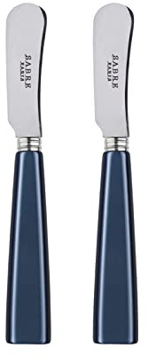 SABRE PARIS - Set of 2 Spreader Knives 14cm - Icône Collection - Perfect for Butter, Tapenades, Spreads - Stainless Steel & Acrylic - Dishwasher Safe - Steel Blue