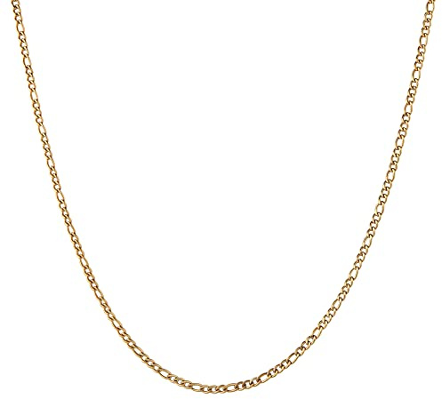 HZMAN Men Women 24k Real Gold Plated Figaro Chain Necklace