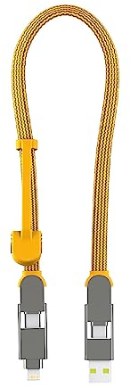 Rolling Square inCharge XL 30 cm - Cavo Usb Type-c, Cavo Universale Cellulare, Regalo Uomo, Caricatore Universale Cellulare 6 in 1, Gadget Tecnologico, Giallo, Cavo Lightning da 100W