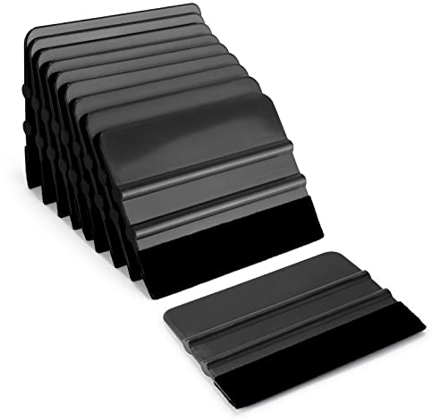 EHDIS 10 Piezas Espátula Vinilo con Gamuza Suave del Fieltro, Herramientas Vinilo, Espatula para Vinilo, para Alisar la Envoltura de Vinilo del Coche, película de Tinte para Ventanas, Negro