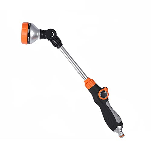 LINZI Garden Hose Spray Gun Long Handle 8 Adjustable Modes Extended Spray Nozzle Watering Lance for Hanging Basket Cleaning, Plants Lawns Watering, Pets Shower, Car Washing