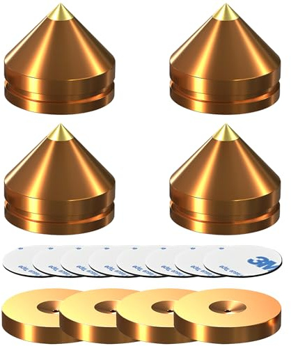 Tenlysound Hifi Speaker Isolation Stand Feet Pads Mat Hi-End Audio Speaker Spikes Aluminum Shock Absorber Subwoofer Vibration Dampener Resonance Reducer for CD DVD Player Amplifier Recorder Turntables