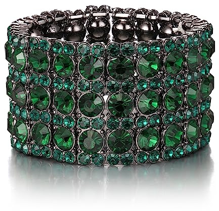 EVER FAITH Austrian Crystal Bridal Elegant 3 Rows Stretch Bracelet Clear for Women Girls