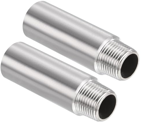PATIKIL 304 Inox Acier Douche Tête Extension Bras, 2 Paquet G3/8 Mâle à Femelle Filetage 60mm Longueur Tuyau Raccord Douche Tête Rallonge