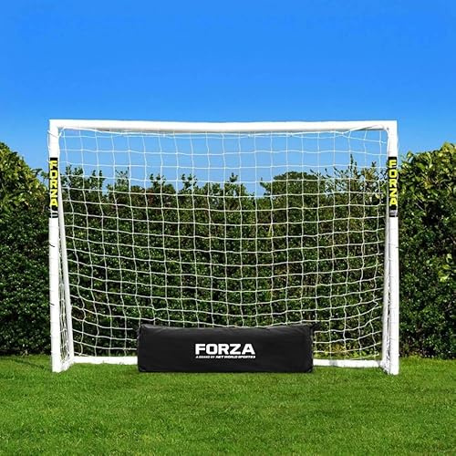 FORZA 2,4 m x 1,8 m Fußballtor | Auf die Plätze, fertig, Tor! | Allwetter-Fußballtor aus robustem uPVC – Zielfolie, Fußball und Tragetasche optional