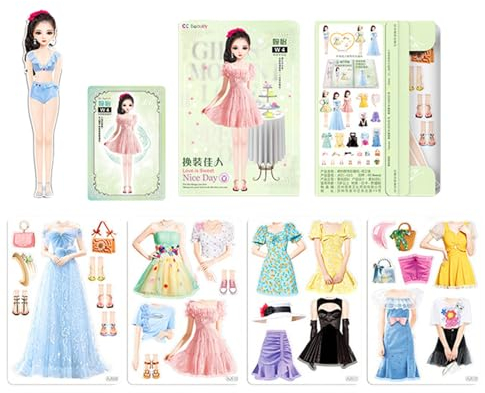 Dubbulon Magnetisches Prinzessinnen-Anziehpuppen-Set – Anzieh-Papierpuppen-Rätselspiel Für Mädchen | Mit Mehr Als 30 Kleidungsstüc | Wiederverwendbare Papierpuppen-Aufkleber | Für Mädchen Ab 3 Jahren