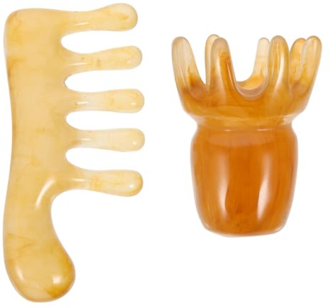 Gatuida 2 Pièces peigne de massage en résine outil de massage facial grattant crânien Cheveu peigne à gratter tête de masseur e à cuir chevelu résine de cire d'abeille