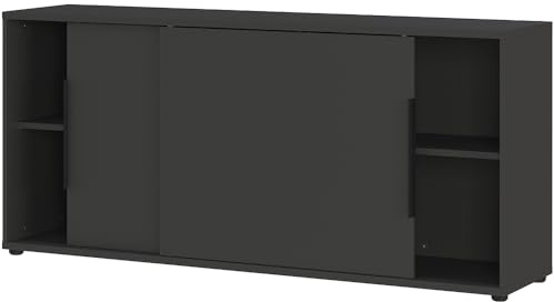 Lomadox Büromöbel Sideboard Schiebetürenschrank 160cm, Graphit