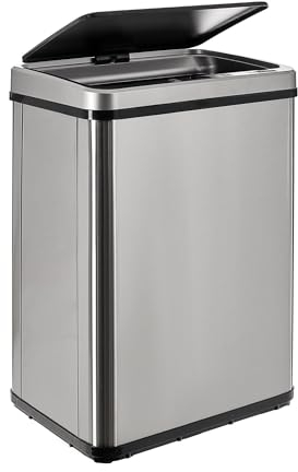 WELL HOME MOBILIARIO & DECORACIÓN Cubo de Basura Inteligente SIN Patas con Apertura automática y Contacto Manual de 40L, Alto: 55,5 (x35,5x26), Gris.