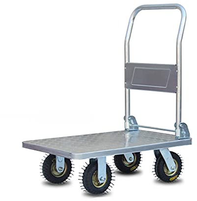 Plattform-Handwagen Schwerer Handzugwagen, Stahlschubwagen, beweglicher Plattformwagen, faltbar for einfache Lagerung und um 360 Grad drehbare Räder in verschiedenen Größen Zusammenklappbarer Handkarr